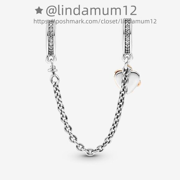 Pandora Family Heart Safety Chain Charm - Picture 3 of 3